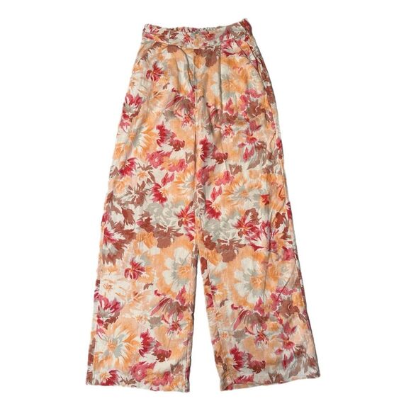 Abercrombie & Fitch Wide Leg Linen Blend Floral Pants Size XS - Picture 2 of 7